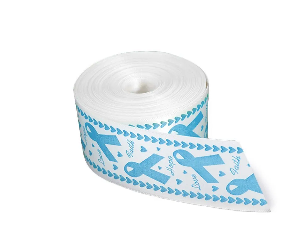 20 Yards Satin Light Blue Awareness Ribbon By The Yard