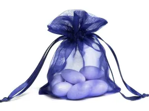 5x7 Navy Sheer Organza Bags -10 pcs