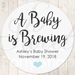 Baby Shower Favors, Stickers, A Baby Is Brewing, Favor Tag Labels, Goodie Bag Stickers, Treat Bag Stickers, Baby Shower Favors - Set of 24