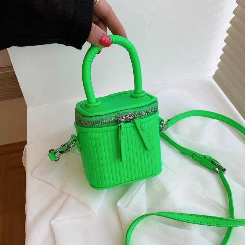 Back To College  Luxury Mini Box PU Leather Sling Crossbody Bag With Short Handle For Woman Cute Phone Shoulder Handbag Kawaii Totes Tiny