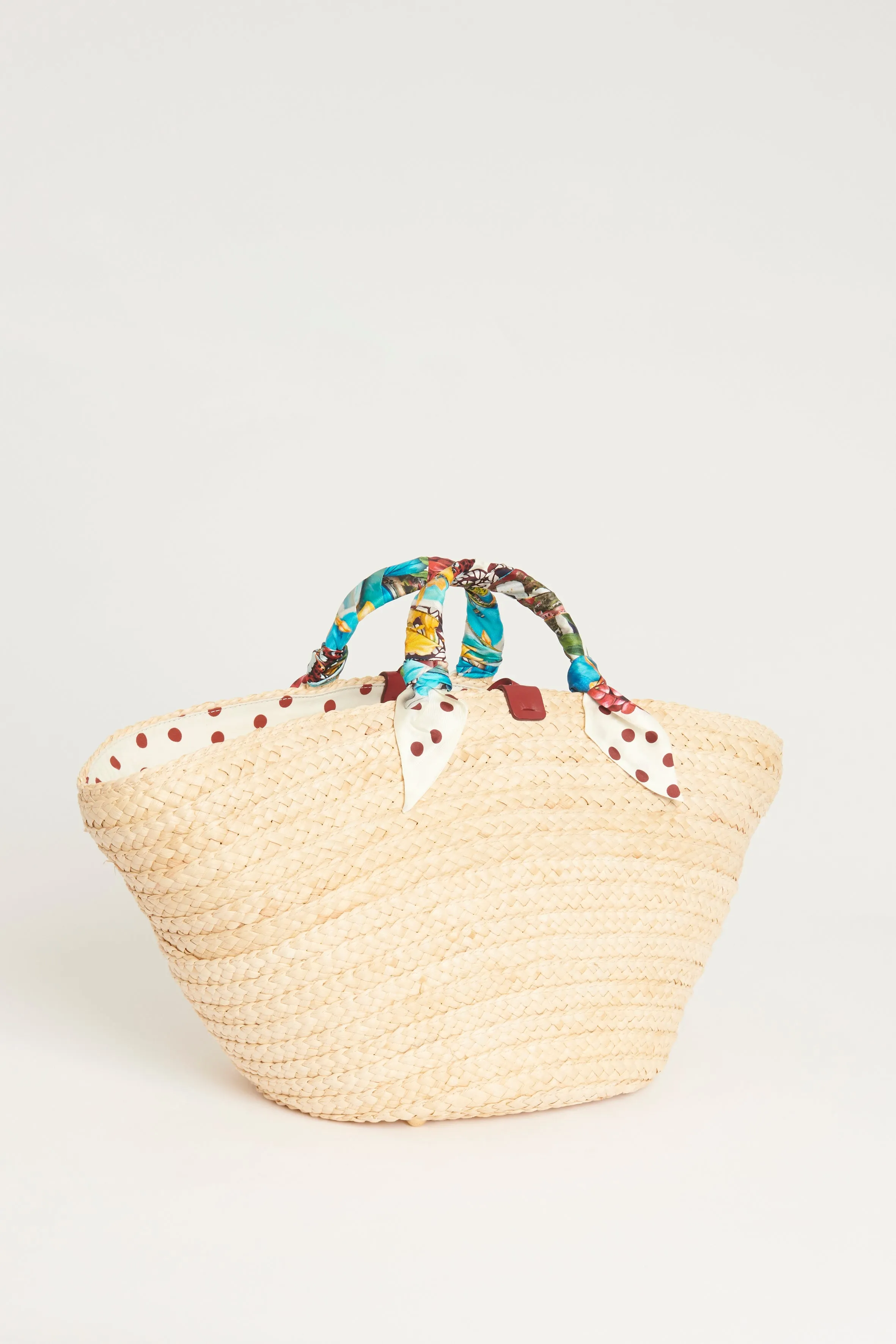 Beige Raffia Preowned "Kendra" Tote Bag