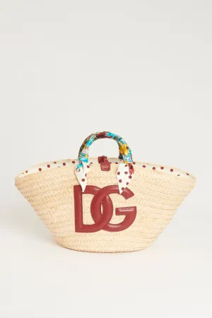 Beige Raffia Preowned "Kendra" Tote Bag