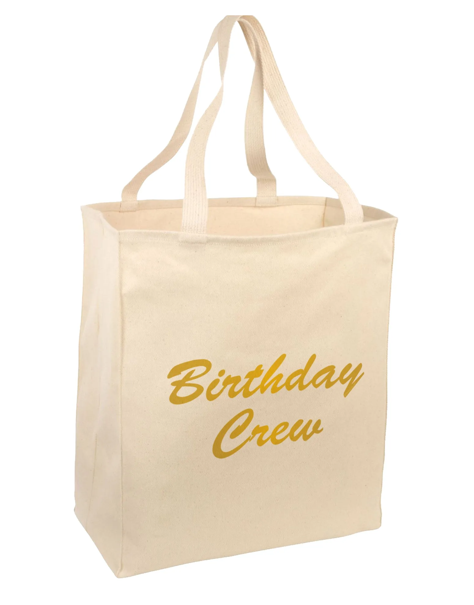 Birthday Crew Text Large Grocery Tote Bag-Natural by TooLoud