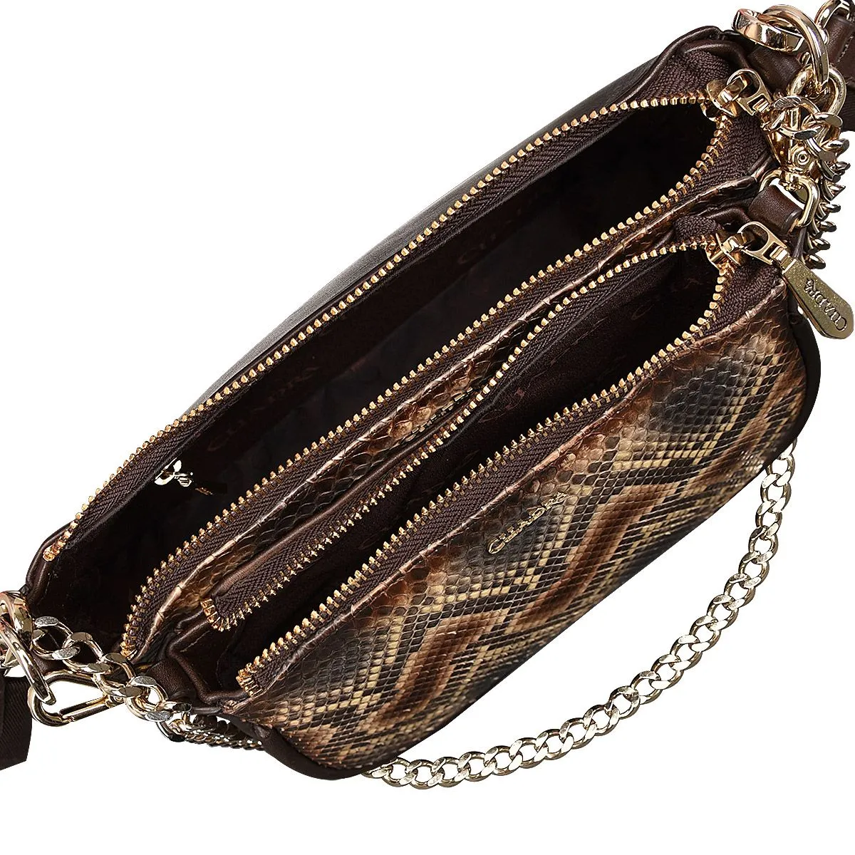 BOD51PI - Cuadra brown western fashion python tote bag for women