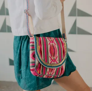 Boho Cotton Acrylic Crossbody Bag with Colorful Strap