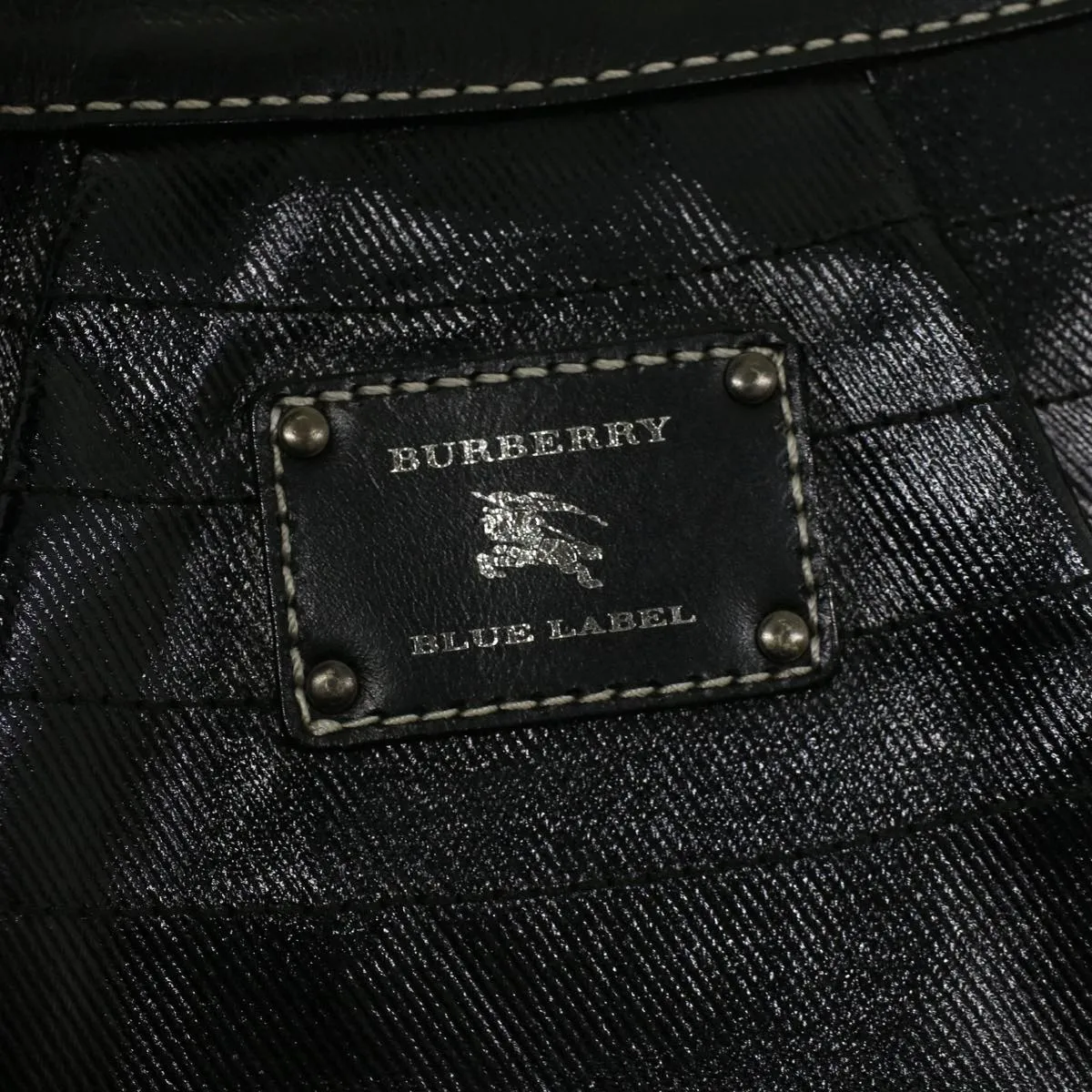 BURBERRY Blue Label Shoulder Bag Coated Canvas Black Auth cl755