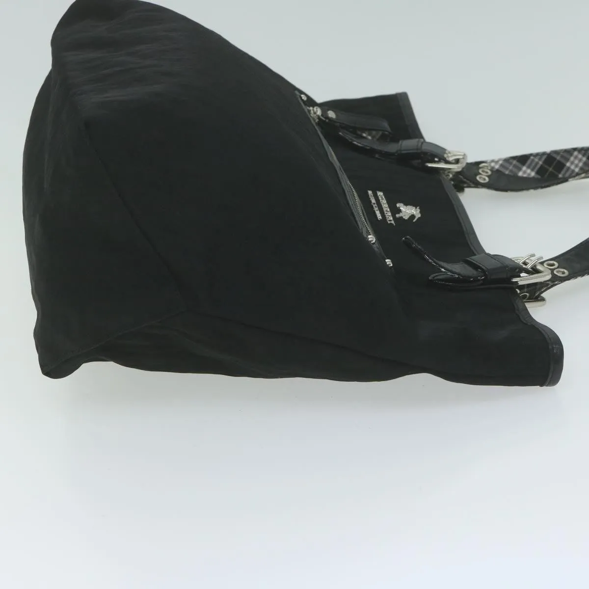 BURBERRY Nova Check Blue Label Shoulder Bag Nylon Black Auth bs11643