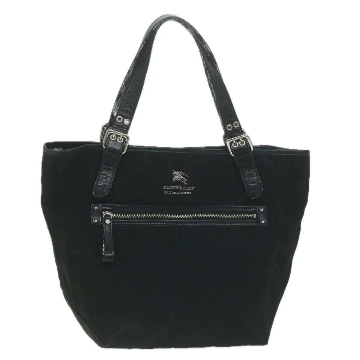 BURBERRY Nova Check Blue Label Shoulder Bag Nylon Black Auth bs11643