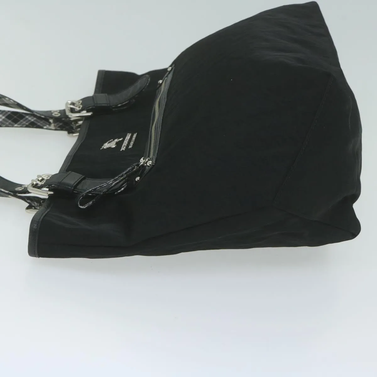 BURBERRY Nova Check Blue Label Shoulder Bag Nylon Black Auth bs11643
