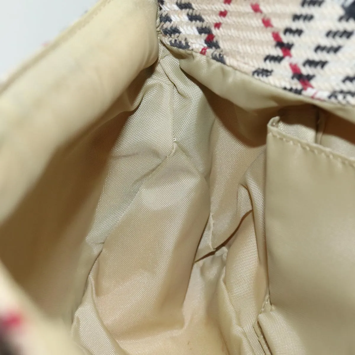BURBERRY Nova Check Blue Label Shoulder Bag Wool Beige Silver  86336