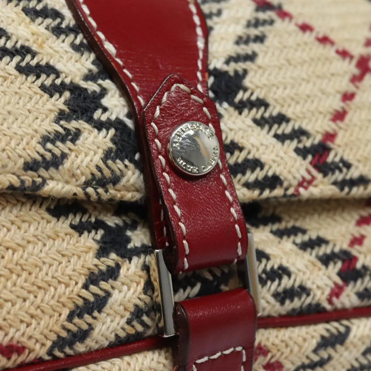 BURBERRY Nova Check Blue Label Shoulder Bag Wool Beige Silver  86336