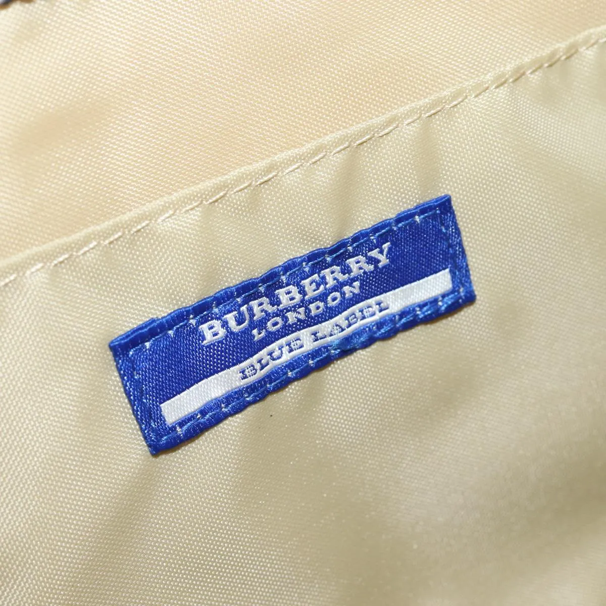 BURBERRY Nova Check Blue Label Shoulder Bag Wool Beige Silver  86336