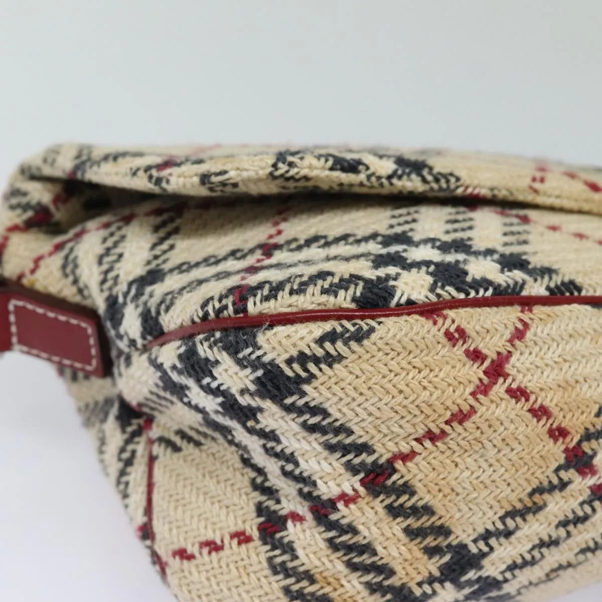 BURBERRY Nova Check Blue Label Shoulder Bag Wool Beige Silver  86336