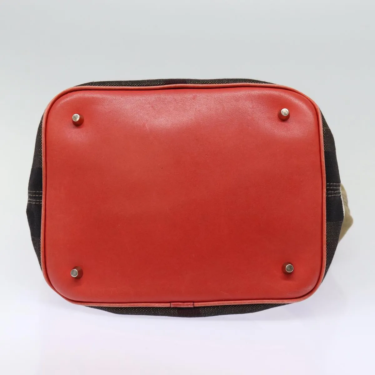 BURBERRY Nova Check Shoulder Bag Canvas Beige Red Silver Auth 87631