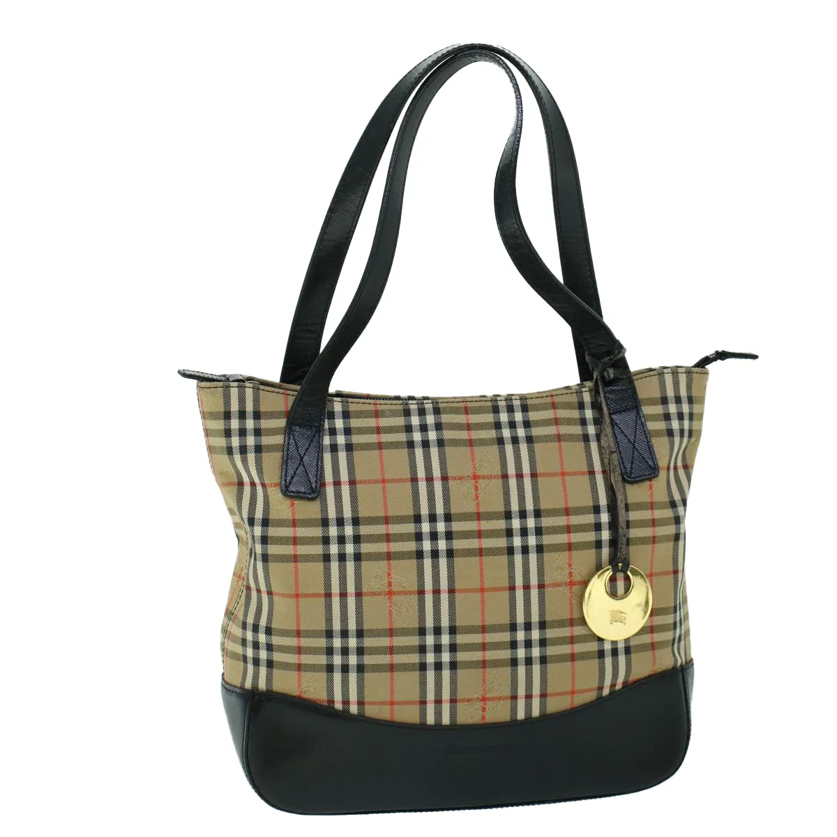 BURBERRYSs Nova Check Shoulder Bag Canvas Leather Beige Black  53788