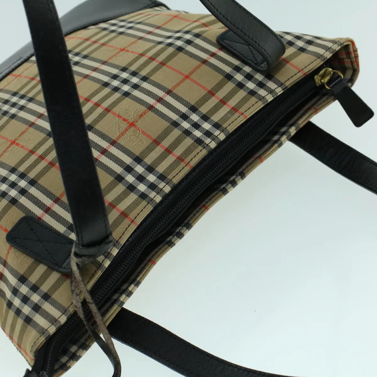 BURBERRYSs Nova Check Shoulder Bag Canvas Leather Beige Black  53788