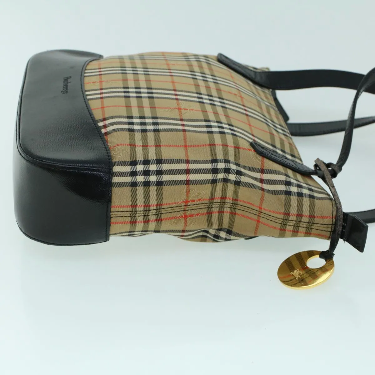 BURBERRYSs Nova Check Shoulder Bag Canvas Leather Beige Black  53788