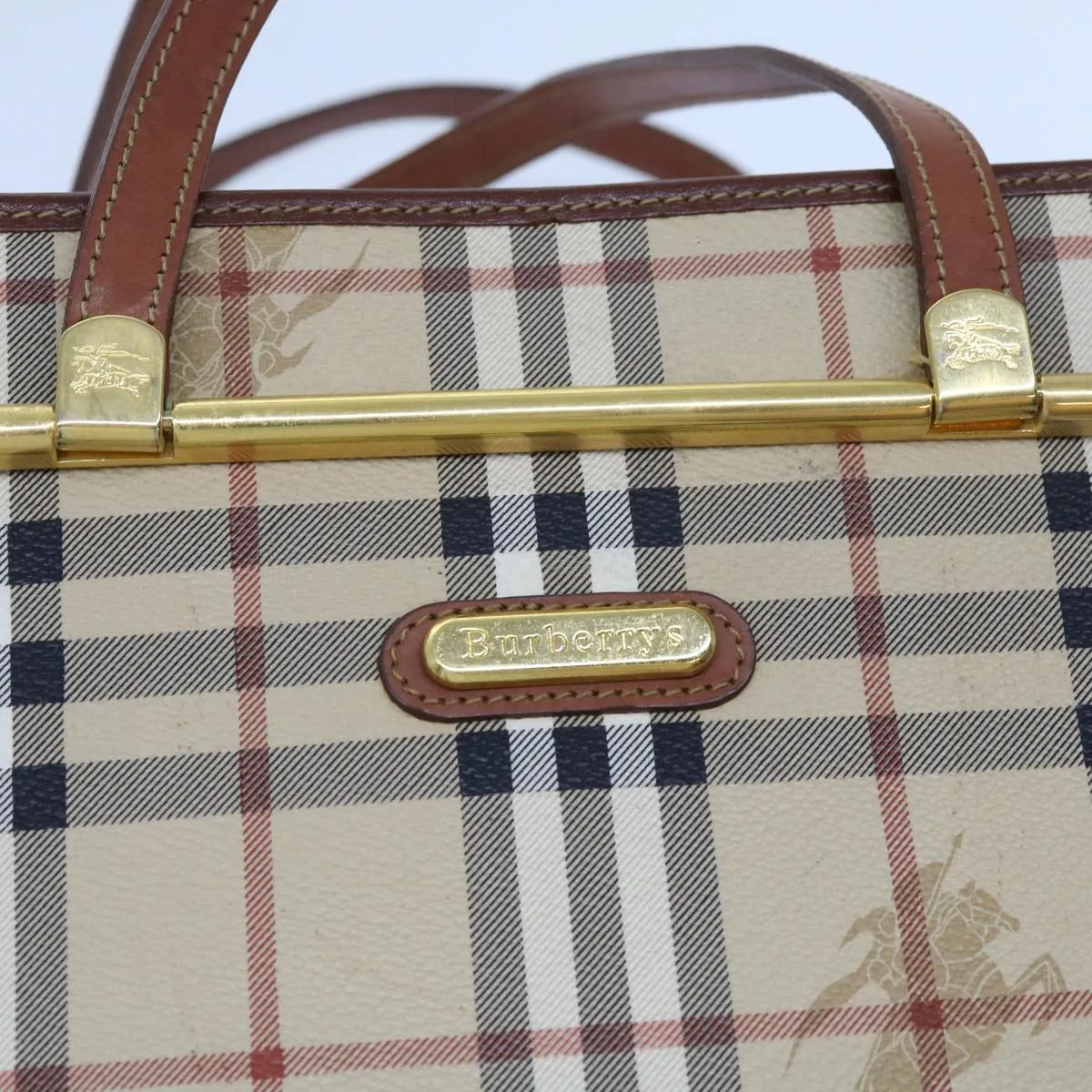 BURBERRYSs Nova Check Shoulder Bag PVC Leather Beige  63316