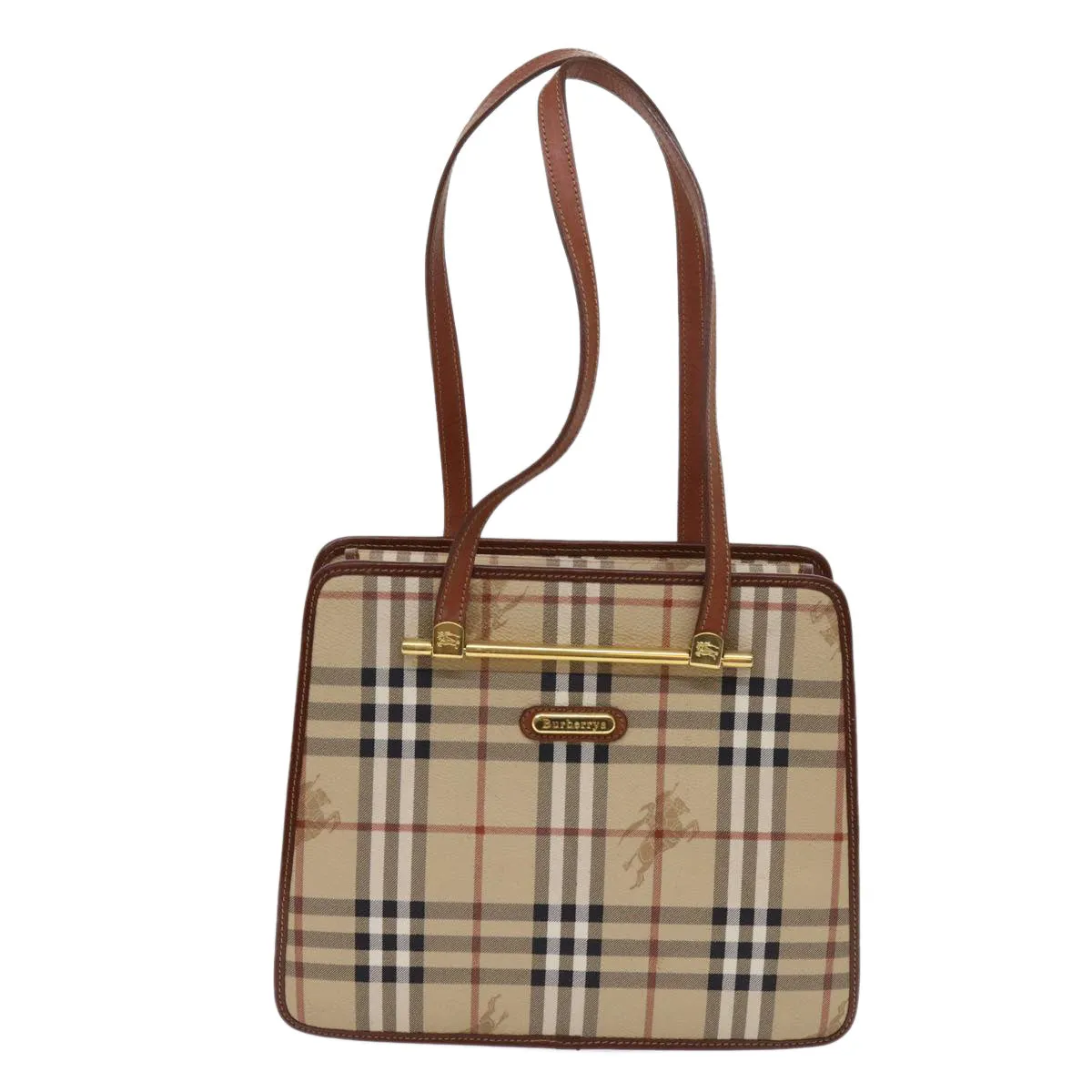 BURBERRYSs Nova Check Shoulder Bag PVC Leather Beige  63316