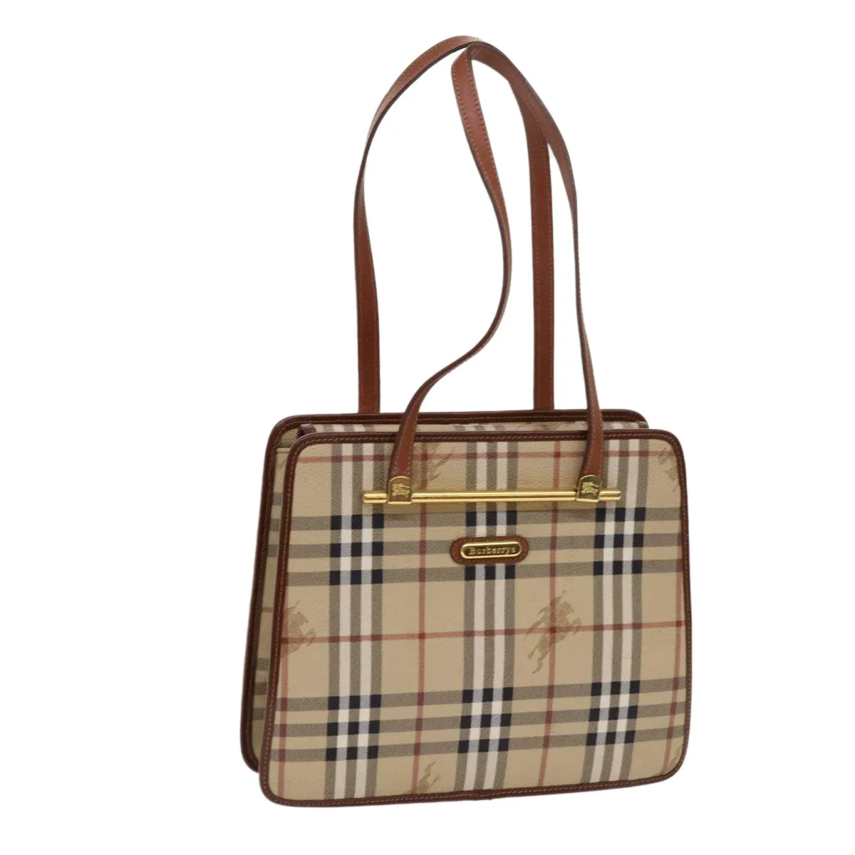 BURBERRYSs Nova Check Shoulder Bag PVC Leather Beige  63316