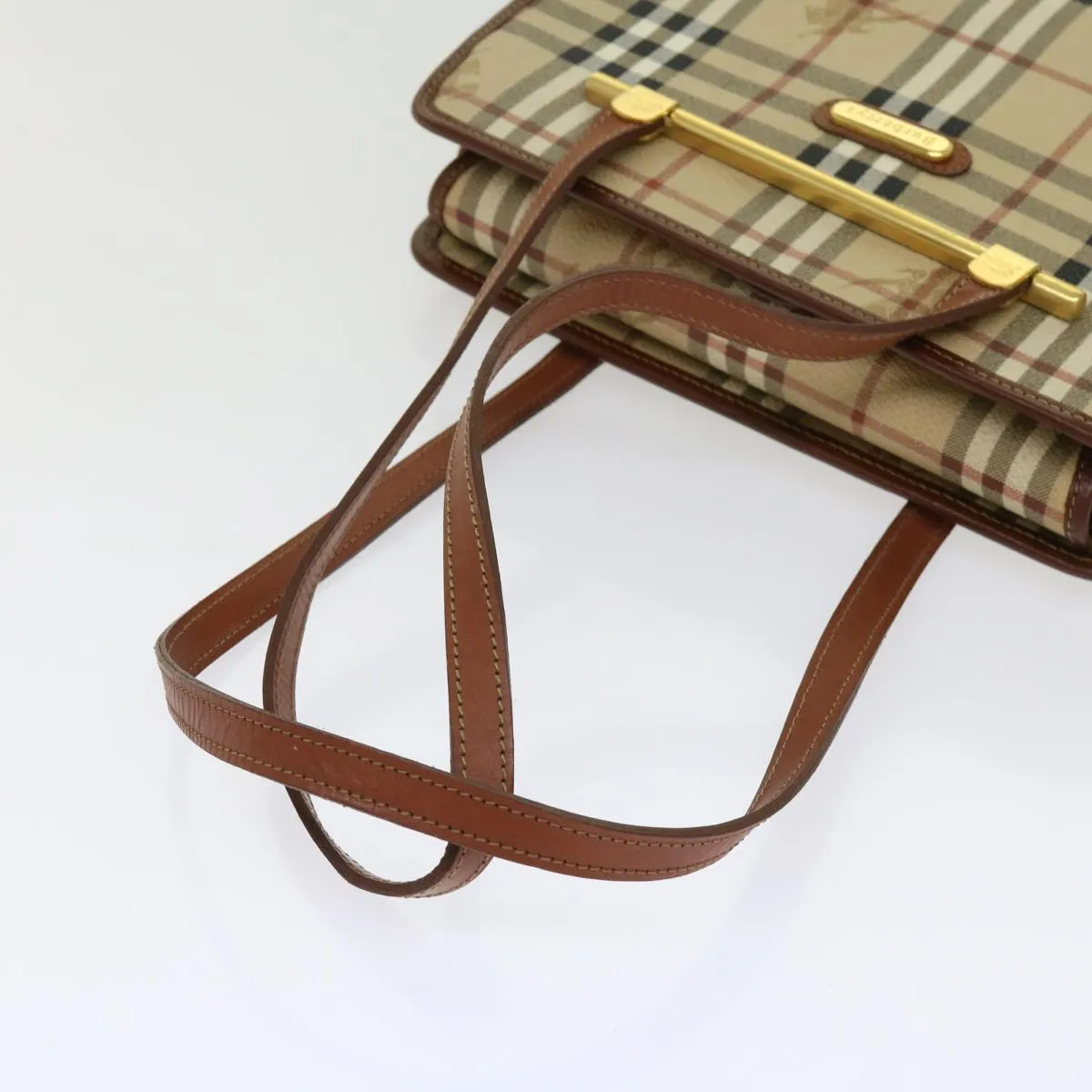 BURBERRYSs Nova Check Shoulder Bag PVC Leather Beige  63316
