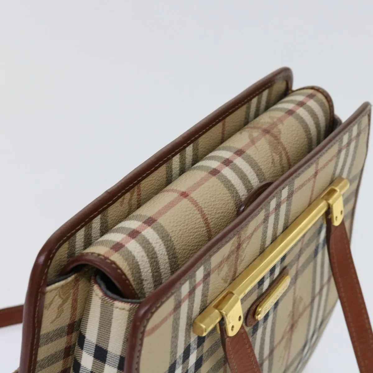 BURBERRYSs Nova Check Shoulder Bag PVC Leather Beige  63316