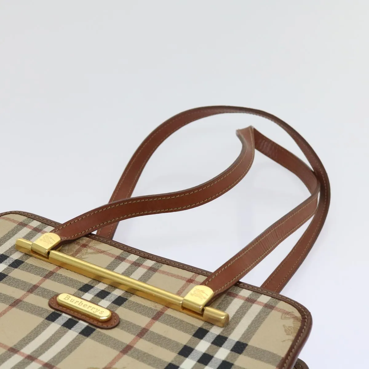 BURBERRYSs Nova Check Shoulder Bag PVC Leather Beige  63316