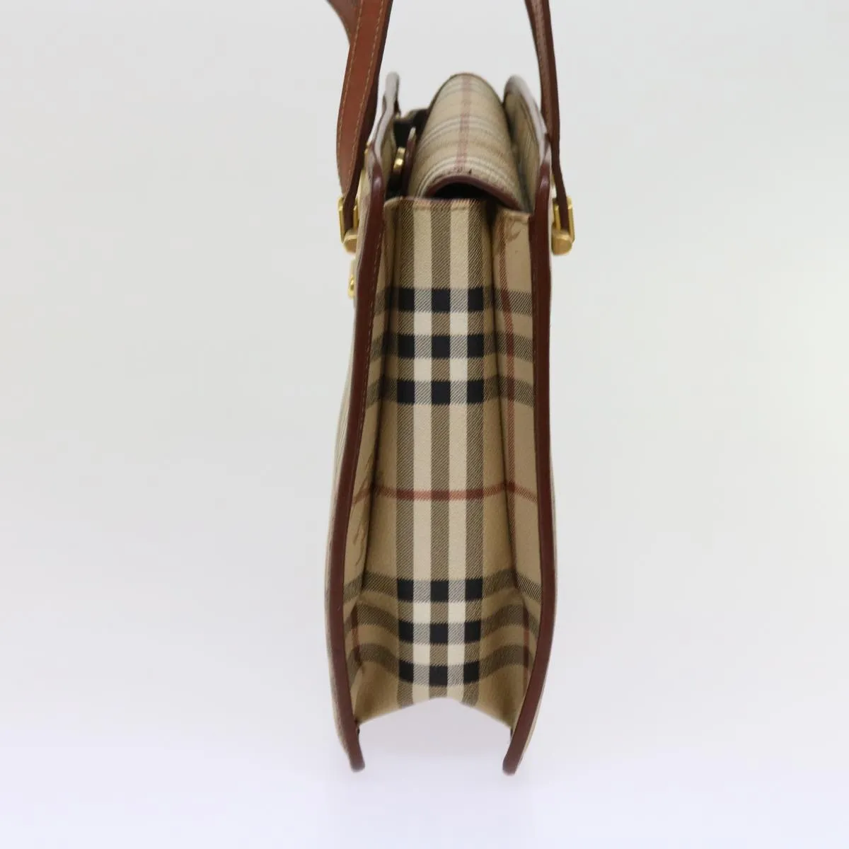 BURBERRYSs Nova Check Shoulder Bag PVC Leather Beige  63316