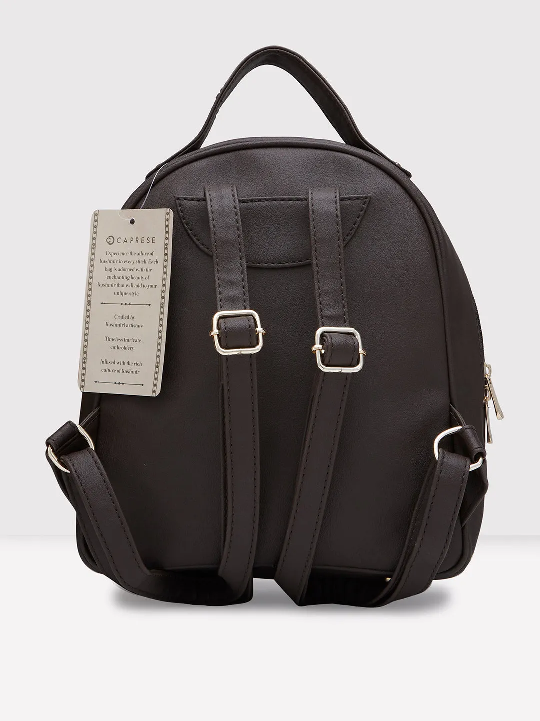 Caprese Tresna Embroidery Backpack Handbag Brown