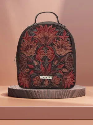 Caprese Tresna Embroidery Backpack Handbag Brown