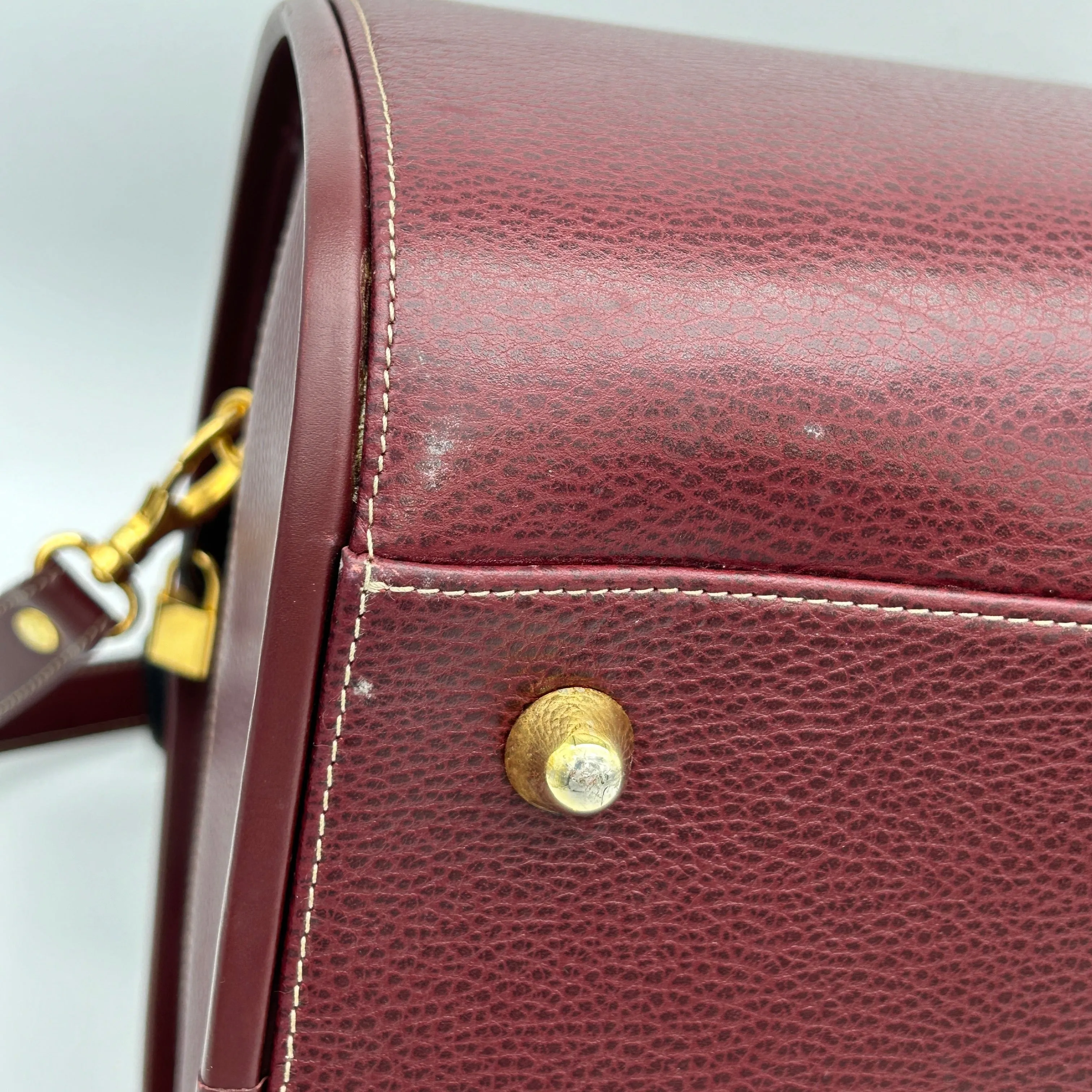 Cartier Must Line Dark Red Boston Bag Medium
