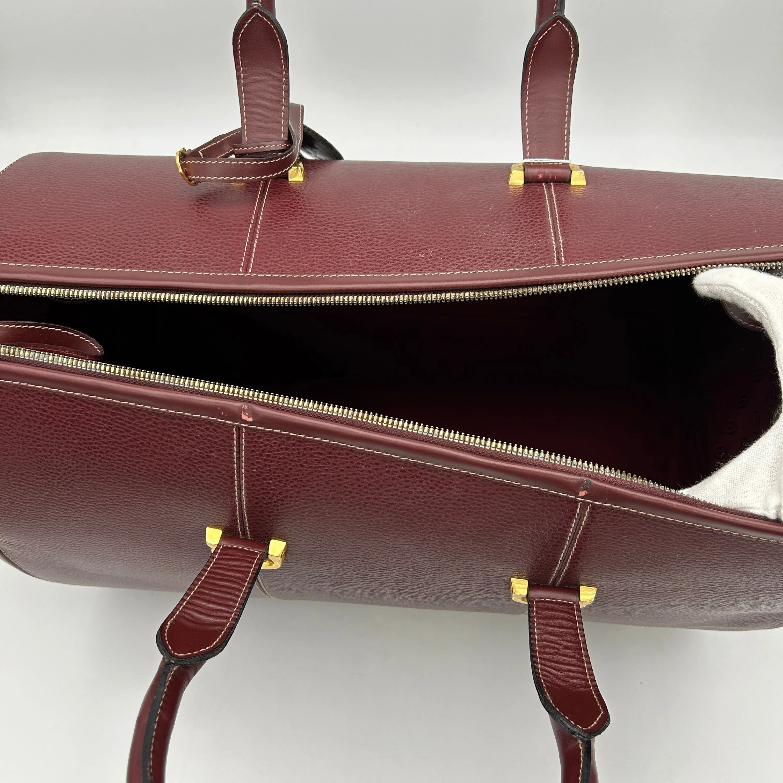 Cartier Must Line Dark Red Boston Bag Medium