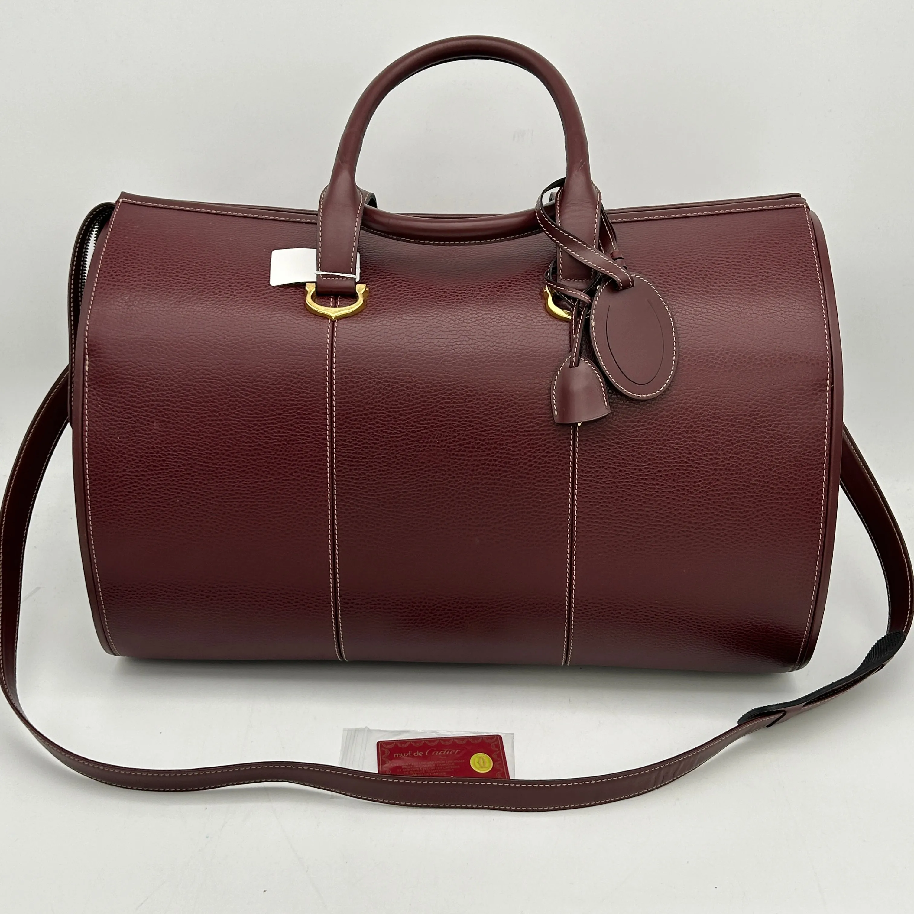 Cartier Must Line Dark Red Boston Bag Medium