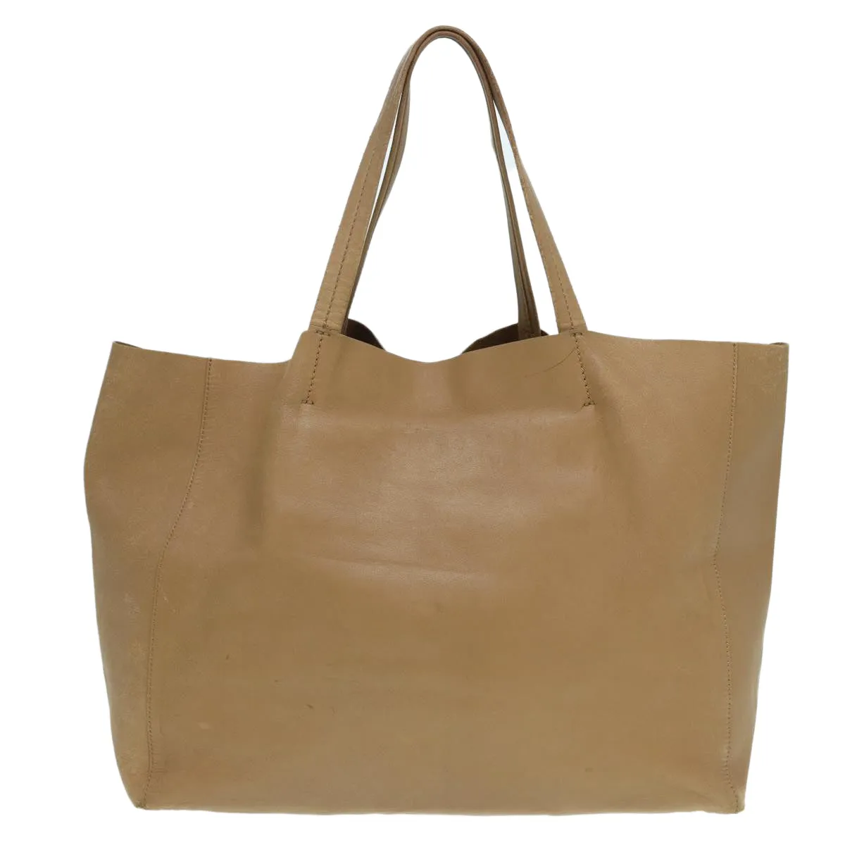 CELINE Horizontalkava Tote Bag Leather Brown Gold Auth hk1577