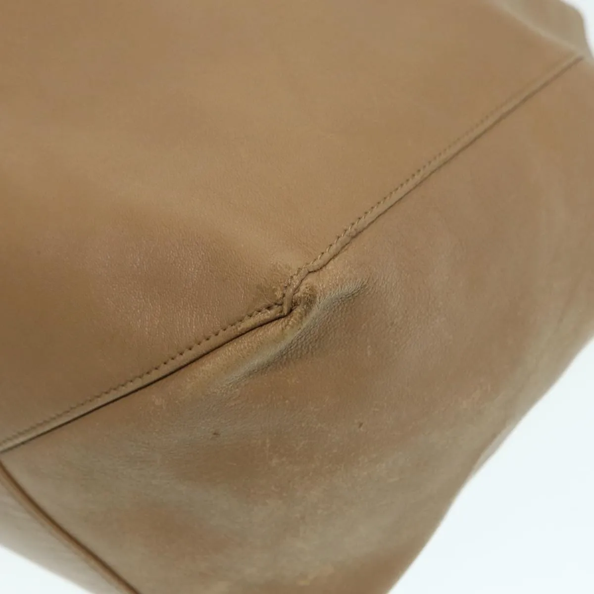 CELINE Horizontalkava Tote Bag Leather Brown Gold Auth hk1577