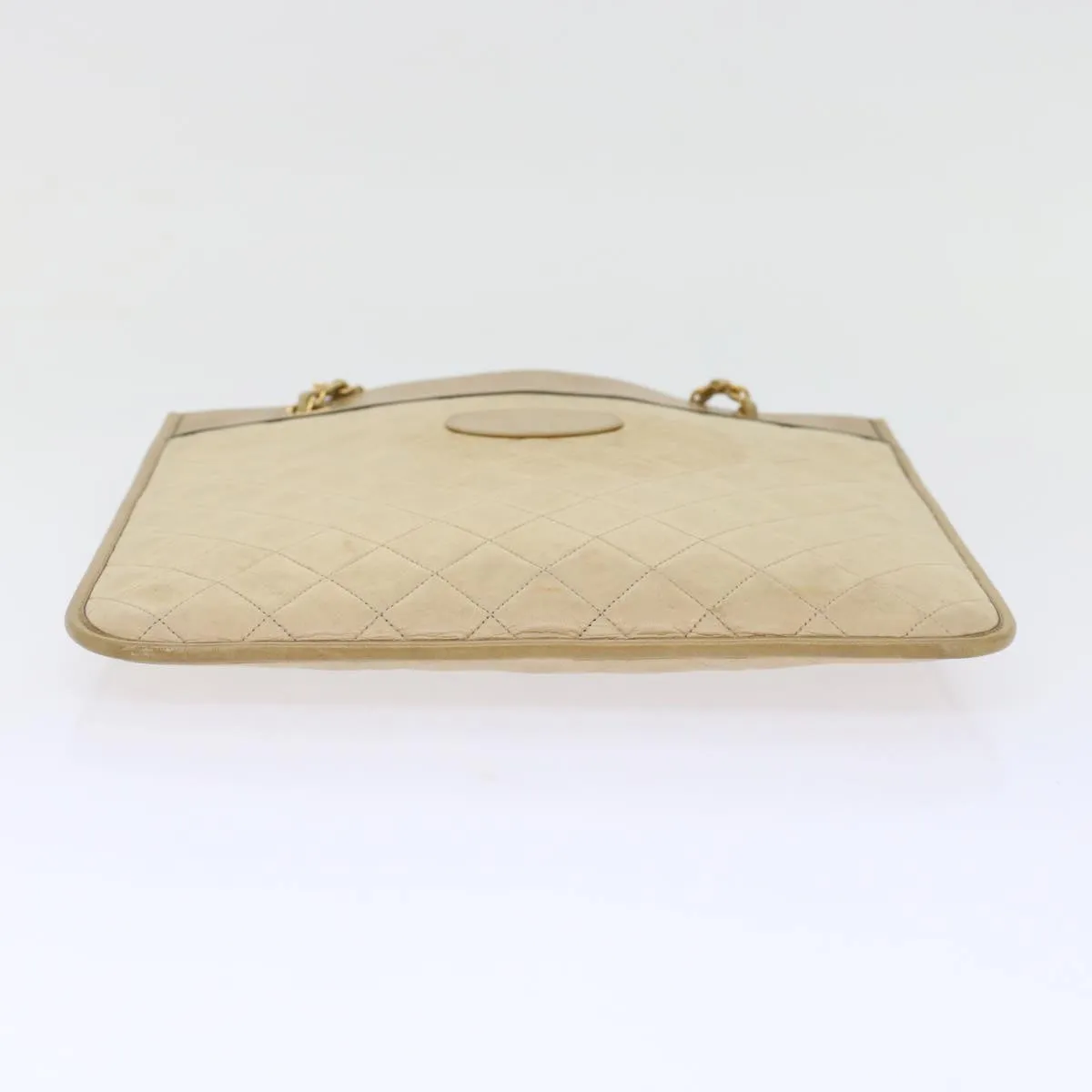 Chanel Chain Shoulder Bag Lamb Skin Beige CC  bs6968