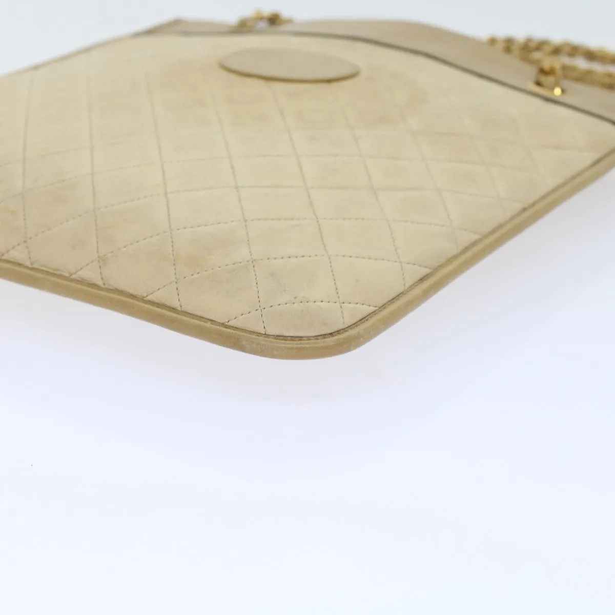 Chanel Chain Shoulder Bag Lamb Skin Beige CC  bs6968