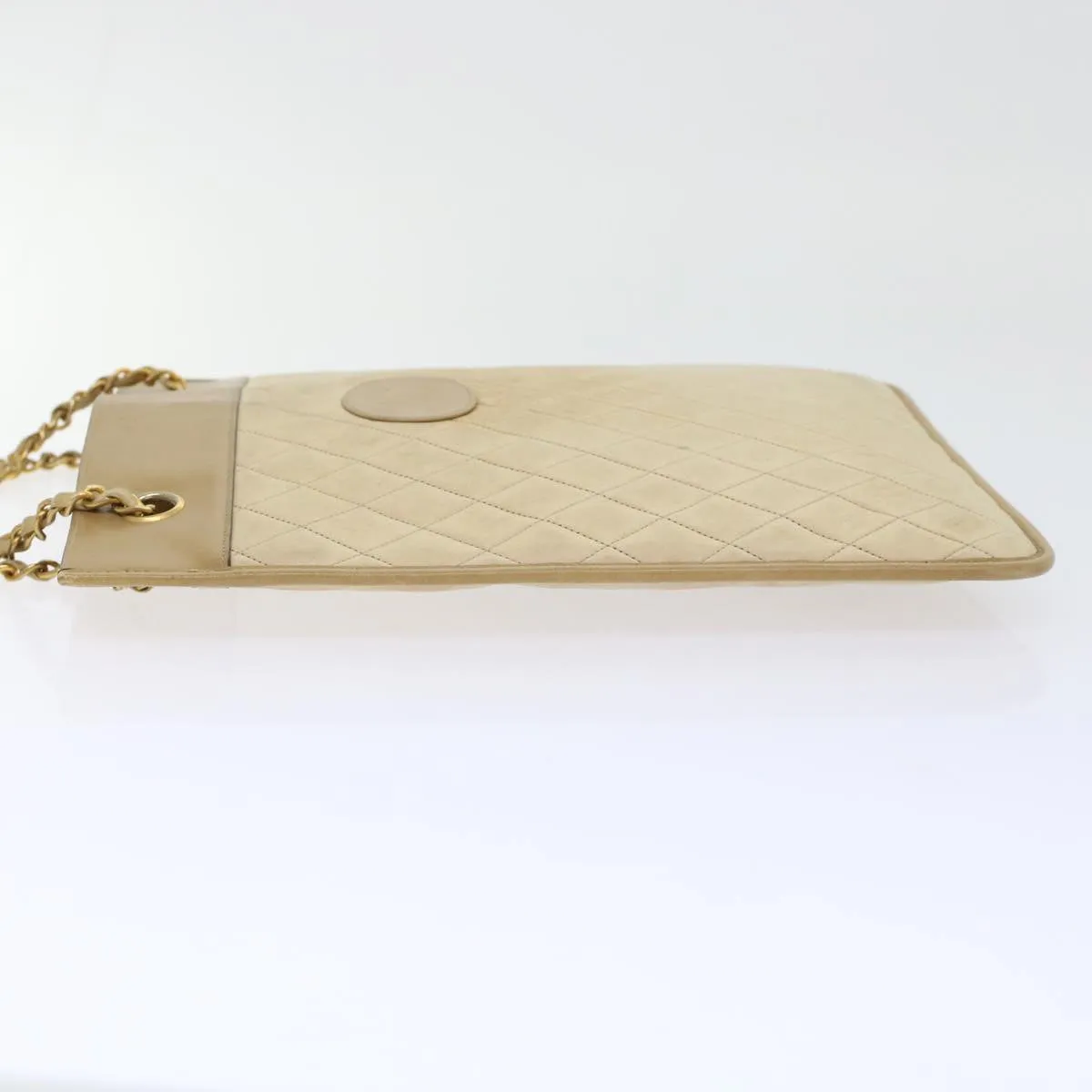 Chanel Chain Shoulder Bag Lamb Skin Beige CC  bs6968