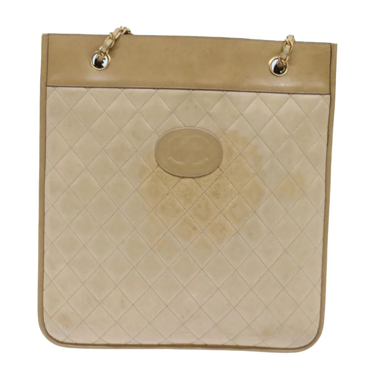 Chanel Chain Shoulder Bag Lamb Skin Beige CC  bs6968