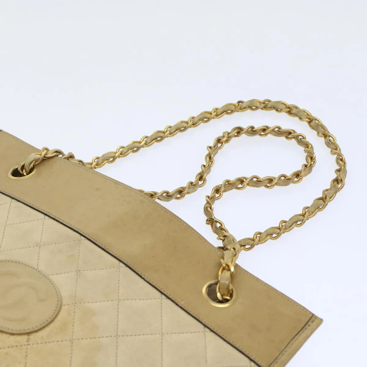 Chanel Chain Shoulder Bag Lamb Skin Beige CC  bs6968