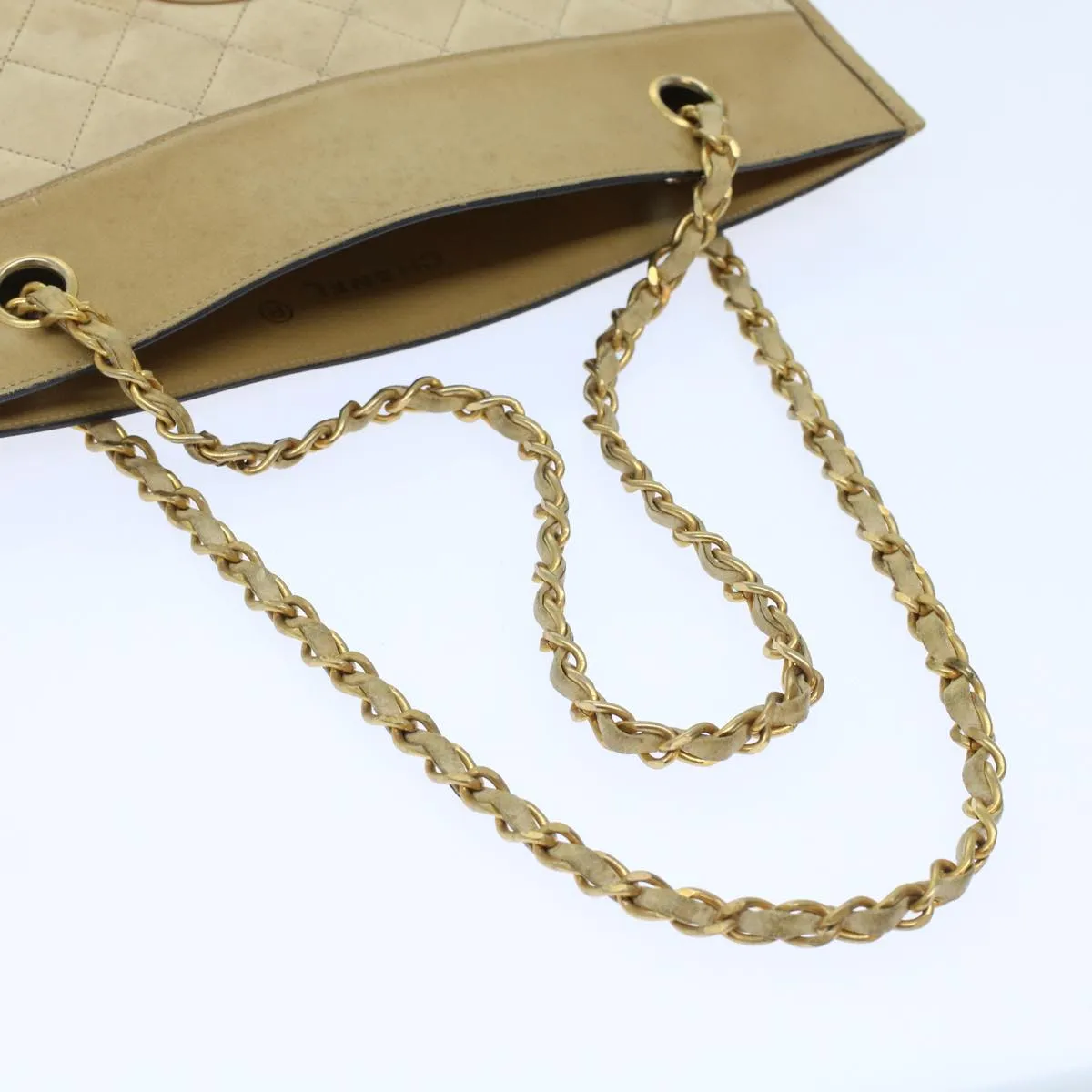 Chanel Chain Shoulder Bag Lamb Skin Beige CC  bs6968