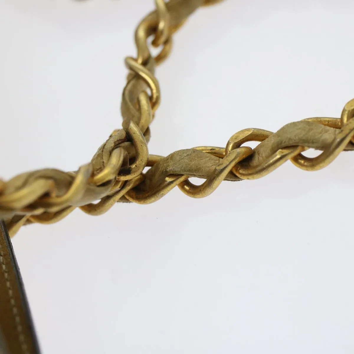 Chanel Chain Shoulder Bag Lamb Skin Beige CC  bs6968