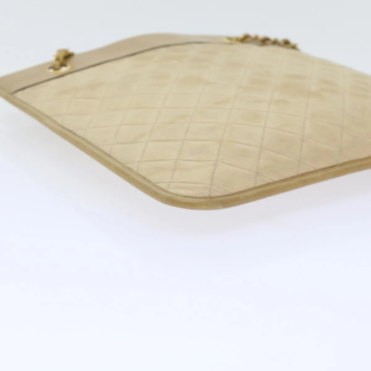 Chanel Chain Shoulder Bag Lamb Skin Beige CC  bs6968
