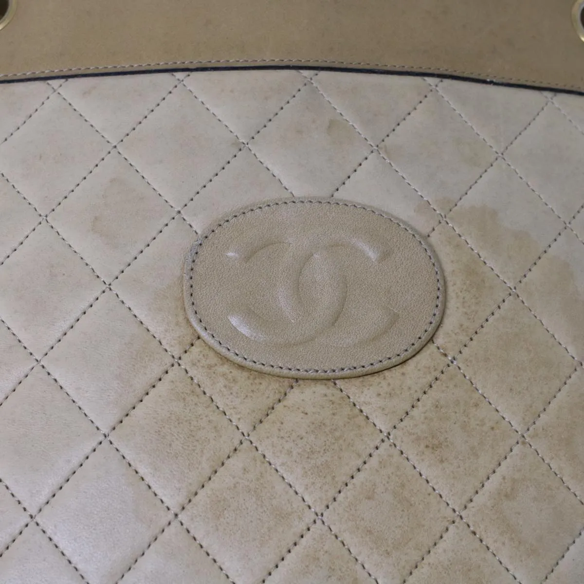 Chanel Chain Shoulder Bag Lamb Skin Beige CC  bs6968