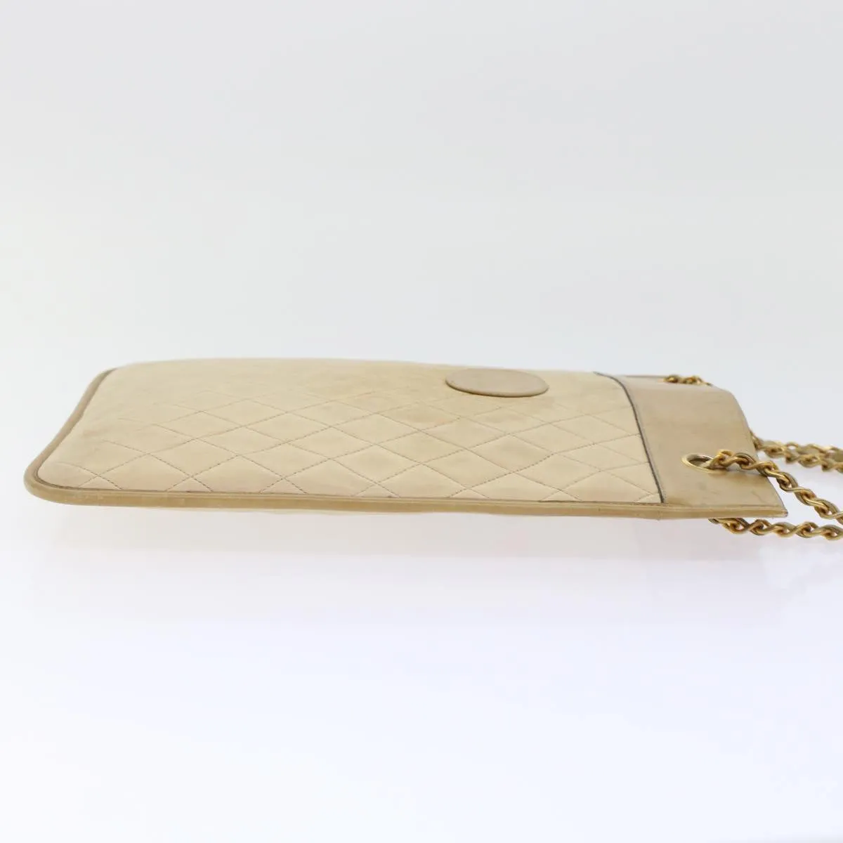 Chanel Chain Shoulder Bag Lamb Skin Beige CC  bs6968