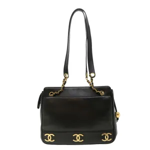 Chanel Chain Shoulder Bag Lamb Skin Black CC  32454A
