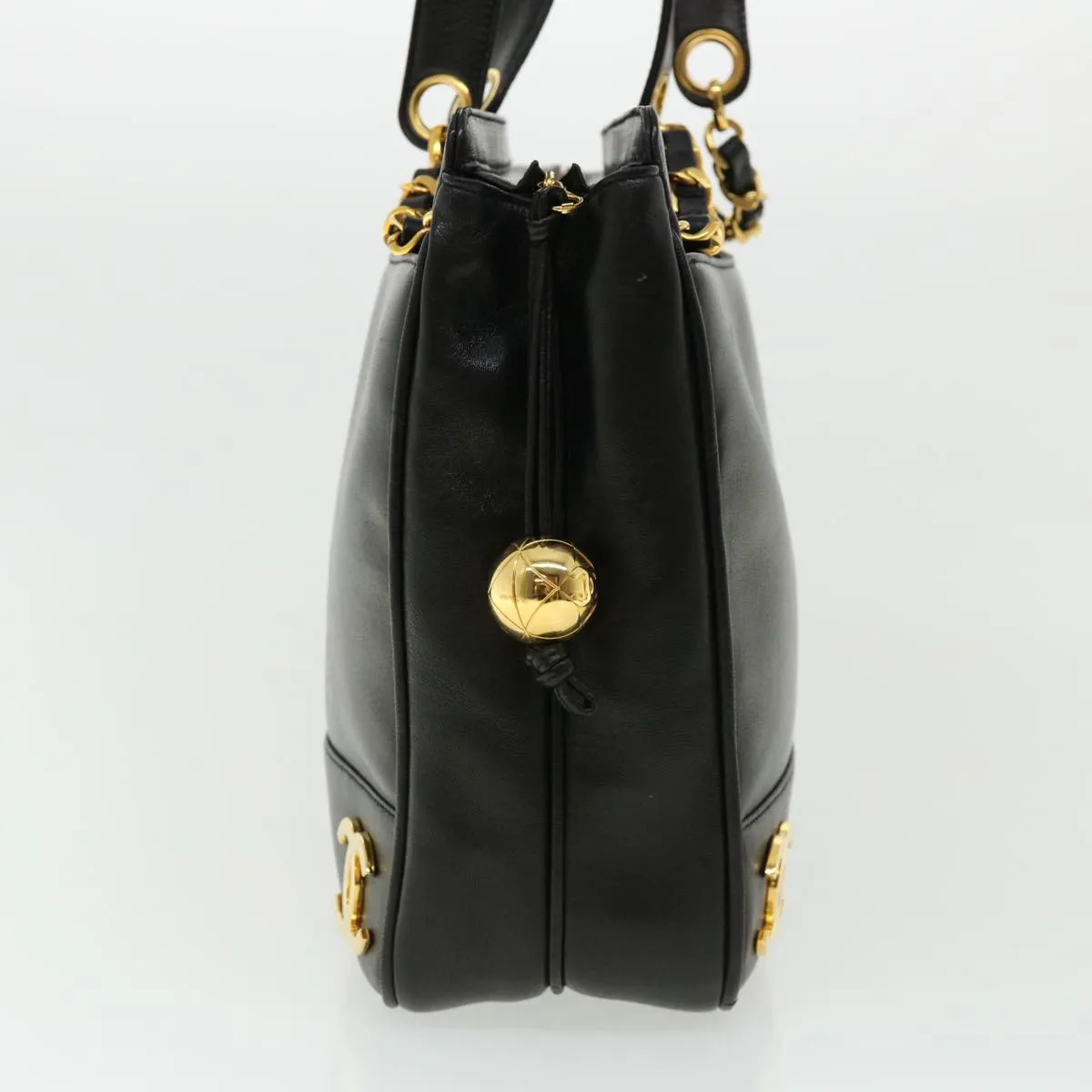 Chanel Chain Shoulder Bag Lamb Skin Black CC  32454A