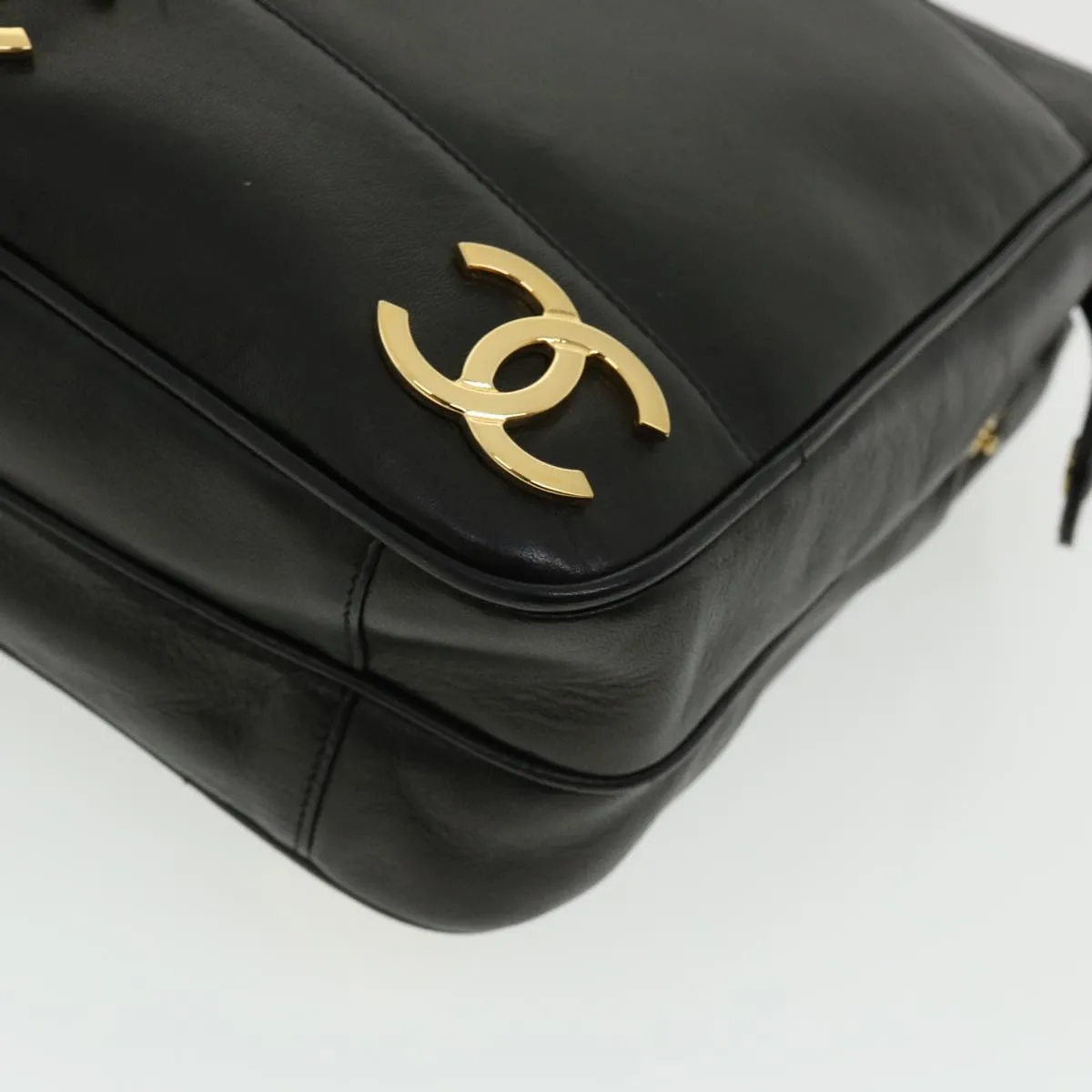 Chanel Chain Shoulder Bag Lamb Skin Black CC  32454A