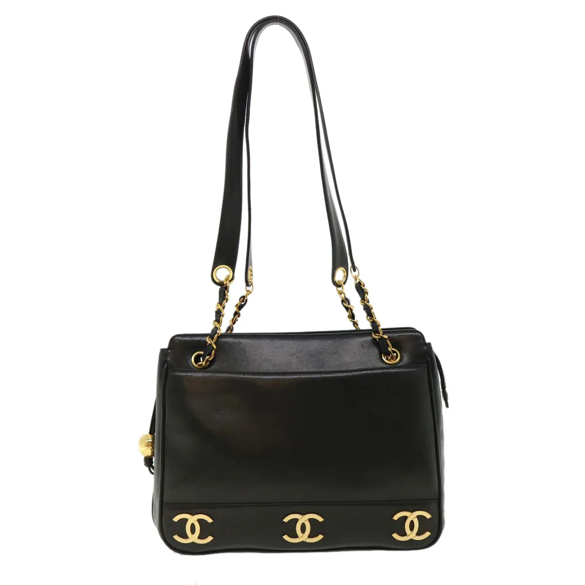 Chanel Chain Shoulder Bag Lamb Skin Black CC  32454A