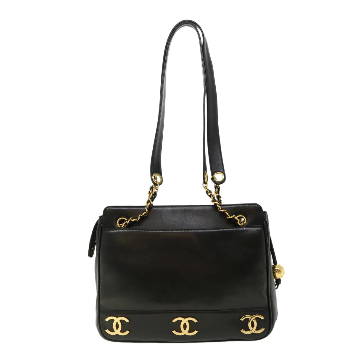 Chanel Chain Shoulder Bag Lamb Skin Black CC  32454A